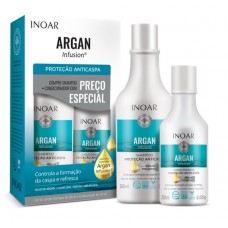 Plaukų priežiūros rinkinys nuo pleiskanų, Inoar Argan Infusion Anti-Dandruff Protection Duo Kit,  500 ml + 250 ml