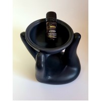 Parfumuoto kvapo juodas garintuvas – žvakidė, kartu su parfumuotu namų kvapu „Amber“, 5 ml