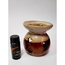 Parfumuoto kvapo dvispalvis (smėlinis ir rudas) garintuvas – žvakidė, kartu su parfumuotu namų kvapu „Delicate“, 5 ml