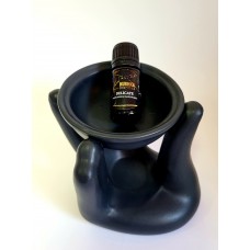 Parfumuoto kvapo juodas garintuvas – žvakidė, kartu su parfumuotu namų kvapu „Delicate“, 5 ml