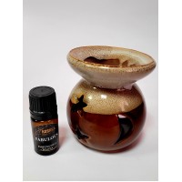 Parfumuoto kvapo dvispalvis (smėlinis ir rudas) garintuvas – žvakidė, kartu su parfumuotu namų kvapu „Fabulous“, 5 ml