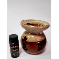 Parfumuoto kvapo dvispalvis (smėlinis ir rudas) garintuvas – žvakidė, kartu su parfumuotu namų kvapu „Luxury“, 5 ml