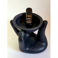 Parfumuoto kvapo juodas garintuvas – žvakidė, kartu su parfumuotu namų kvapu „Rest“, 5 ml